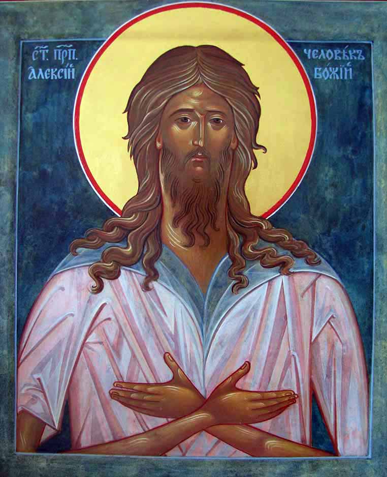 Sankt Alexis. Ikon. Gesso, æggtempera, bladguld af Viktoria Senderovitz. Flere ikoner på hjemmesiden.
